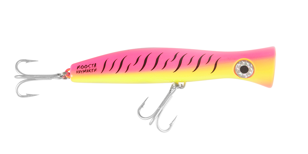 Halco Roosta Popper 160 Fishing Lure - Pink Fluoro, #4/0 Hooks, For Popping & Surface Noise